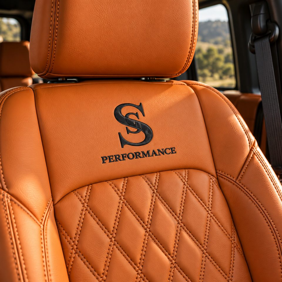 Asiento de cuero naranja