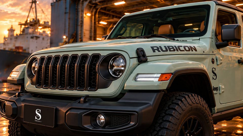 Detalle del frontal de un Jeep Wrangler Rubicon