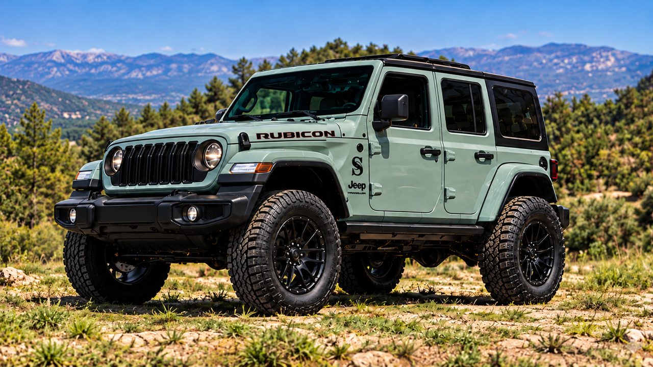 El mismo Jeep Wrangler transformado por SS Performance, en el campo